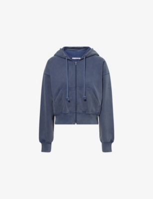 Acne Studios Womens Navy Blue Regular-fit Embossed-branding Cotton-jersey Hoody In Navy