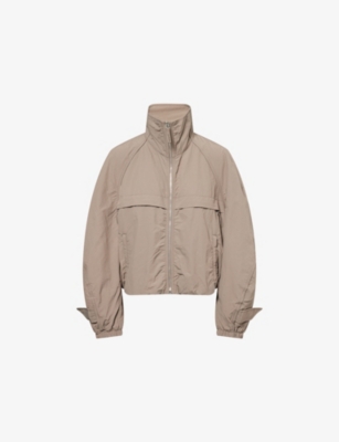 Acne Studios Womens Mud Grey Relaxed-fit High-neck Shell Jacket In Gray
