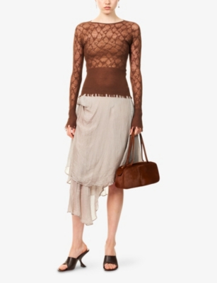 OUDE WAAG: Lace Fine-Knit Wool Top