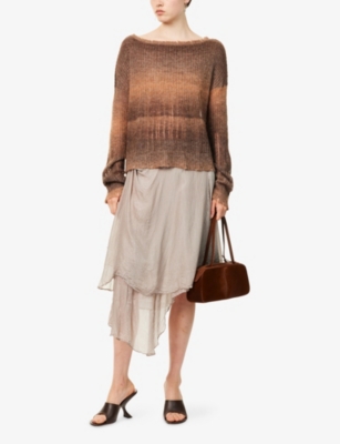 Oude Waag Omens Brown Yellow Gradient Ribbed Knitted Jumper In Brown