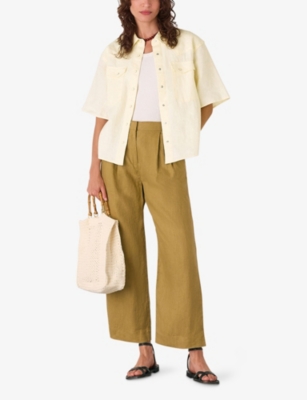 WHISTLES: Western Patch-Pocket Short-Sleeve Linen Shir