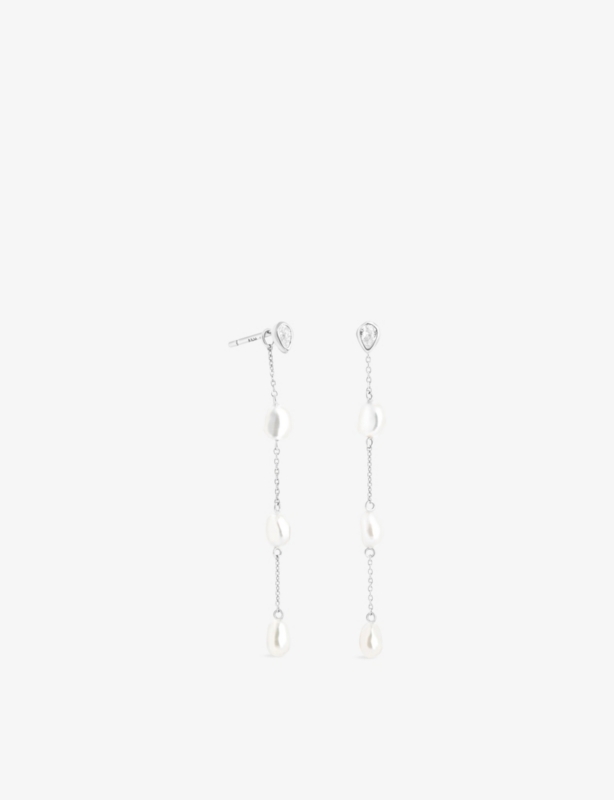 Pearl Chain 18ct Yellow-Gold Plated Sterling-Silver And Drop Earrings