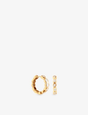 ASTRID & MIYU: Pear Bezel 18ct Yellow-Gold Plated Sterling-Silver And Cubic Zirconia Hoop Earrings