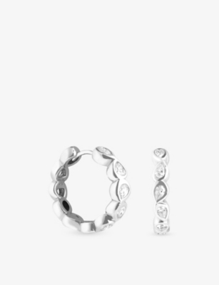 ASTRID & MIYU: Pear Bezel 18ct Yellow-Gold Plated Sterling-Silver And Cubic Zirconia Hoop Earrings
