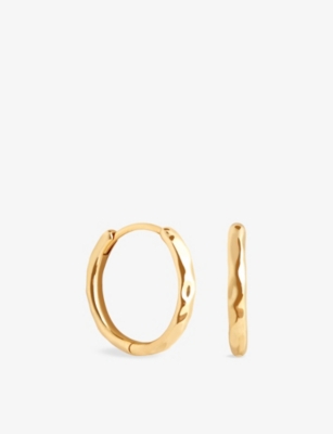 ASTRID & MIYU: Molten Textured 18ct Yellow Gold-Plated Sterling-Silver Hoop Earrings