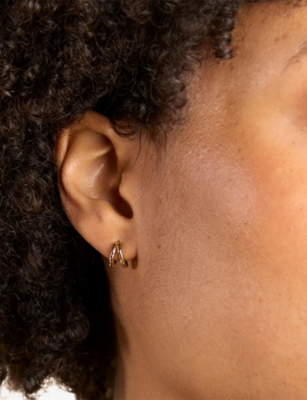 ASTRID & MIYU: Molten Textured Illusion 18ct Yellow Gold-Plated Sterling-Silver Huggie Hoop Earrings