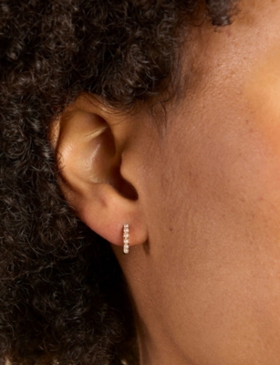 Astrid & Miyu Womens 18ct Gp Silver Rhodium-plated Sterling-silver And Freshwater-pearl Single Hoop Earring In Gold