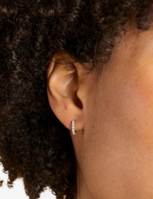 ASTRID & MIYU: Rhodium-Plated Sterling-Silver and Freshwater-Pearl Single Hoop Earring
