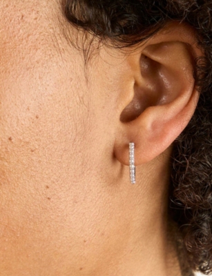 ASTRID & MIYU: Pearl Hoop Rhodium-Plated Sterling-Silver Earring