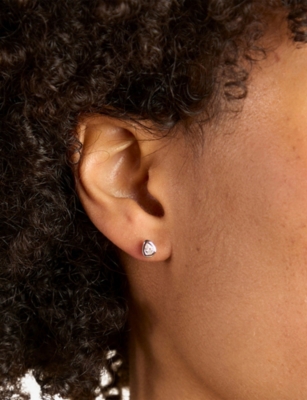 ASTRID & MIYU: Pear 18ct Yellow Gold-Plated Sterling-Silver and Zirconia Stud Earrings
