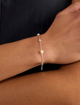 ASTRID & MIYU: Rhodium-Plated Sterling-Silver, Freshwater-Pearl and Zirconia Charm Bracelet