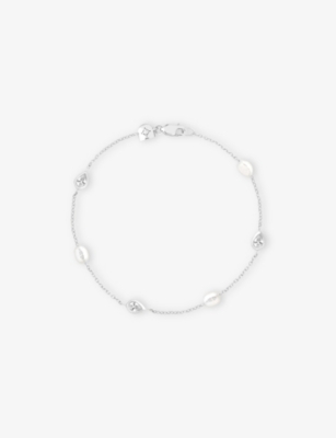 ASTRID & MIYU: Rhodium-Plated Sterling-Silver, Freshwater-Pearl and Zirconia Charm Bracelet
