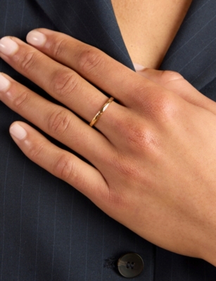 Astrid & Miyu Womens 18ct Gp Silver Molten Textured Rhodium-plated Sterling-silver Band Ring In Gold