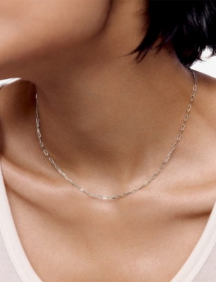 MONICA VINADER: Mini Paperclip 14ct White-Gold Necklace