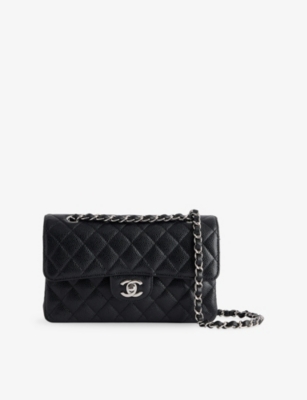 RESELFRIDGES: Pre-Loved Chanel Double-Flap Small Caviar-Leather Shoulder Bag