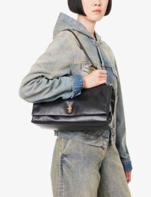 Marc Jacobs Womens Black Large Dual-strap Leather Shoulder Bag In Black