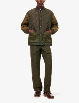Barbour Olive Cording Quilted Jacket Buttons Closure In Green