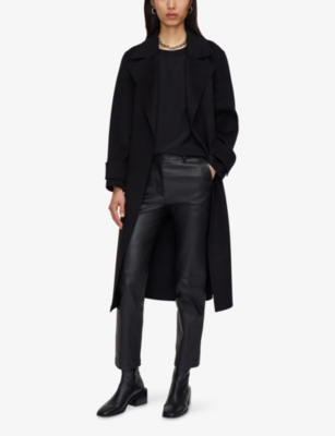 Joseph Womens Black Coleman Straight-leg Slim-fit Stretch-leather Trousers In Black