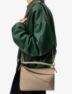 Loewe Womens Taupe Puzzle Edge Small Leather Cross-body Bag