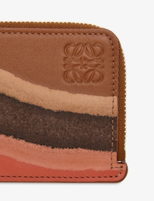Loewe Womens Pecan/parrot Pink Landscape Leather Card Holder