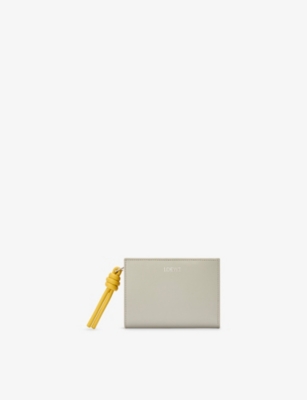 Loewe Womens Shell Grey/dandelion Knot Compact Leather Wallet