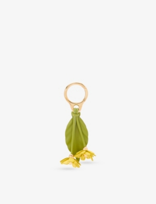 Loewe Womens Yellow/green Chamomile Flower Leather Bag Charm