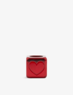 Loewe Womens Red Square Heart Anodized-brass Dic