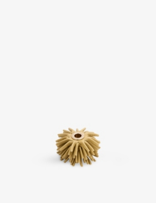 Loewe Womens Pale Yellow Glaze Flower Dice Leather And Brass Charm In Gold