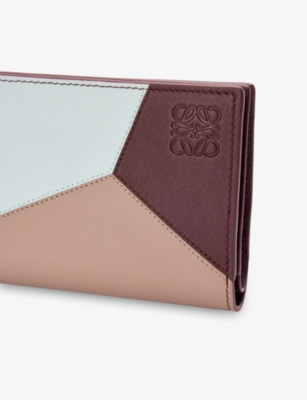 Loewe Womens Frozen/dark Burgundy Puzzle Compact Leather Wallet