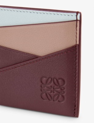 Loewe Womens Frozen/dark Burgundy Puzzle Plain Leather Cardholder