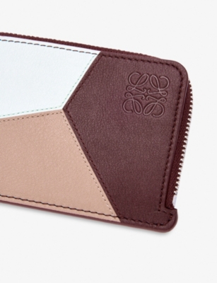 Loewe Womens Frozen/dark Burgundy Puzzle Coin Leather Card Holder