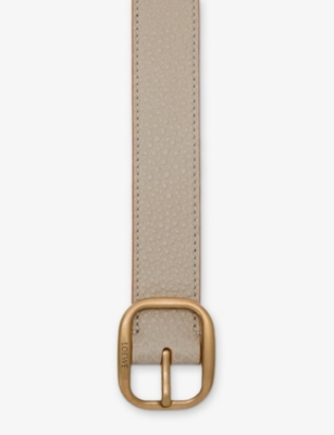 Loewe Womens Clay/gold Rounded-buckle Leather Belt In Pink