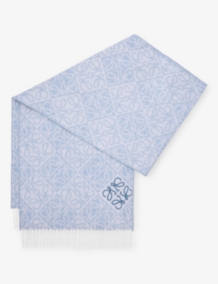 LOEWE: Anagram-Pattern Wool And Cashmere-Blend Scarf