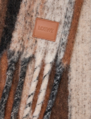 Loewe Striped Alpaca And Wool-blend Scarf In Brown