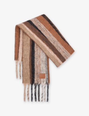 Loewe Striped Alpaca And Wool-blend Scarf In Brown