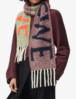 Loewe Branded Alpaca And Wool-blend Scarf In Multi