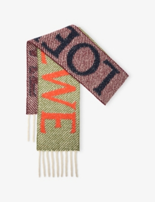 Loewe Branded Alpaca And Wool-blend Scarf In Multi