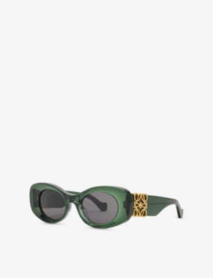 Loewe Womens Dark Green G821mxix01 Oval Frame Acetate Sunglasses