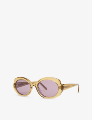Loewe Womens Transparent Olive G735sunx12 Oval Frame Acetate Sunglasses