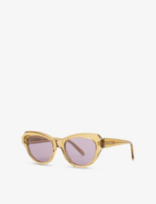 Loewe Womens Transparent Olive Gsliessx01 Cat-eye Frame Acetate Sunglasses