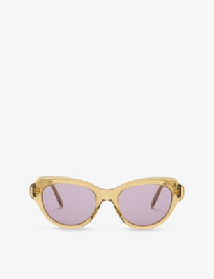 Loewe Womens Transparent Olive Gsliessx01 Cat-eye Frame Acetate Sunglasses