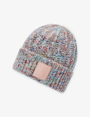 Loewe Womens  Logo-patch Wool-cashmere Blend Bean In Multi