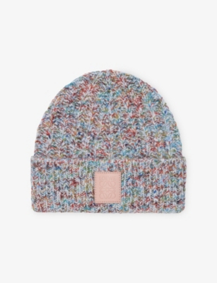Loewe Womens  Logo-patch Wool-cashmere Blend Bean In Multi
