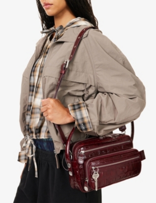 Acne Studios Womens Burgundy Camero Party Croc-effect Leather Shoulder Bag In Burgundy