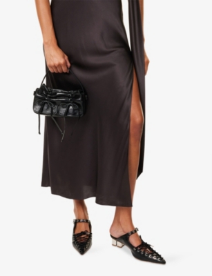 Acne Studios Womens Black Multi-pocket Micro Leather Cross-body Bag In Black