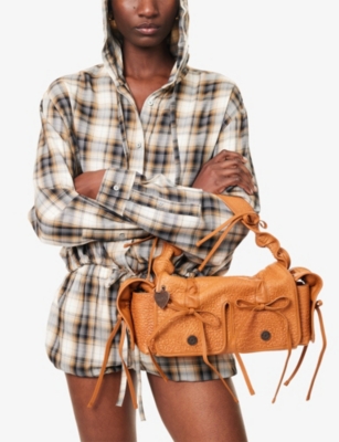Acne Studios Womens Cognac Brown Multi-pocket Leather Shoulder Bag In Brown