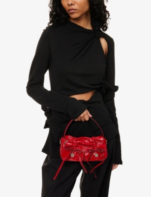 Acne Studios Womens Red Multi-pocket Micro Leather Cross-body Bag