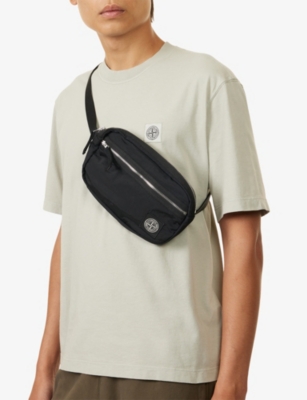Stone Island Mens Black Brand-patch Shell Belt Bag