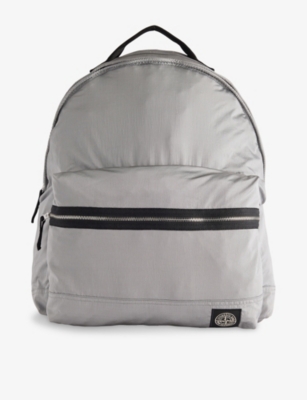 Stone Island Mens Pearl Grey Brand-patch Shell Backpack In Gray