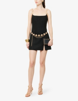 Nadine Merabi Womens Black Alex Chain Woven Mini Dress In Black
